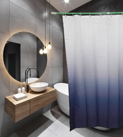 Штора д/ванн SANTREK HOME 180х180 ФОТОПРИНТ Polyester 20133 с кольцами Синий градиент (П223) АКЦИЯ !!!