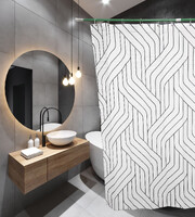 Штора д/ванн SANTREK HOME 180х180 ФОТОПРИНТ Polyester 50363 с кольцами Серое плетение (П217)