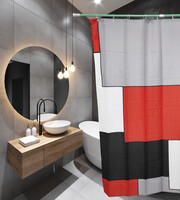 Штора д/ванн SANTREK HOME 180х180 ФОТОПРИНТ Polyester 20106 с кольцами Квадрат Красный (П211) АКЦИЯ!!!
