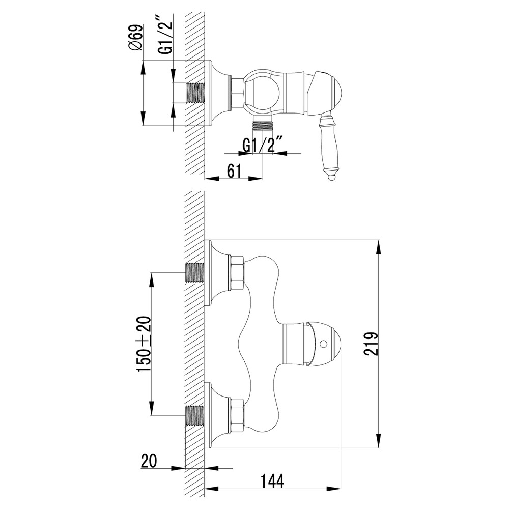 LM4803B Villa Смеситель для душа, бронза LEMARK