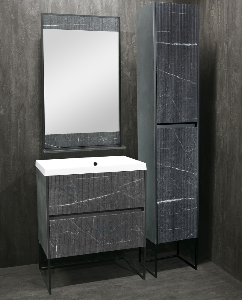 Пенал SANTREK HOME "АДЕЛАИДА Лофт" тёмный мрамор/антрацит, 2 двери, 350х1900х300