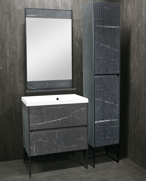 Пенал SANTREK HOME "АДЕЛАИДА Лофт" тёмный мрамор/антрацит, 2 двери, 350х1900х300