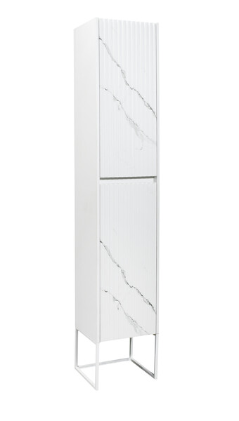 Пенал SANTREK HOME "АДЕЛАИДА Лофт" белый мрамор/белый, 2 двери, 350х1900х300