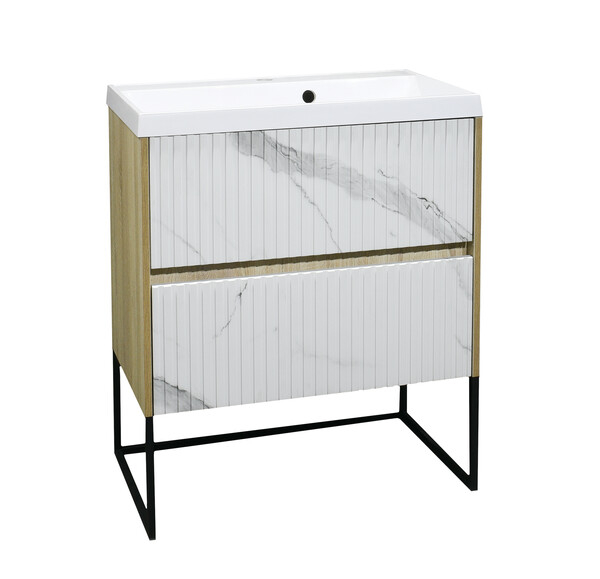 Подстолье SANTREK HOME "АДЕЛАИДА Лофт-60" 2 ящика бел.мрамор/св.дерево под ум. "Paola Alba 600" 595х810х445