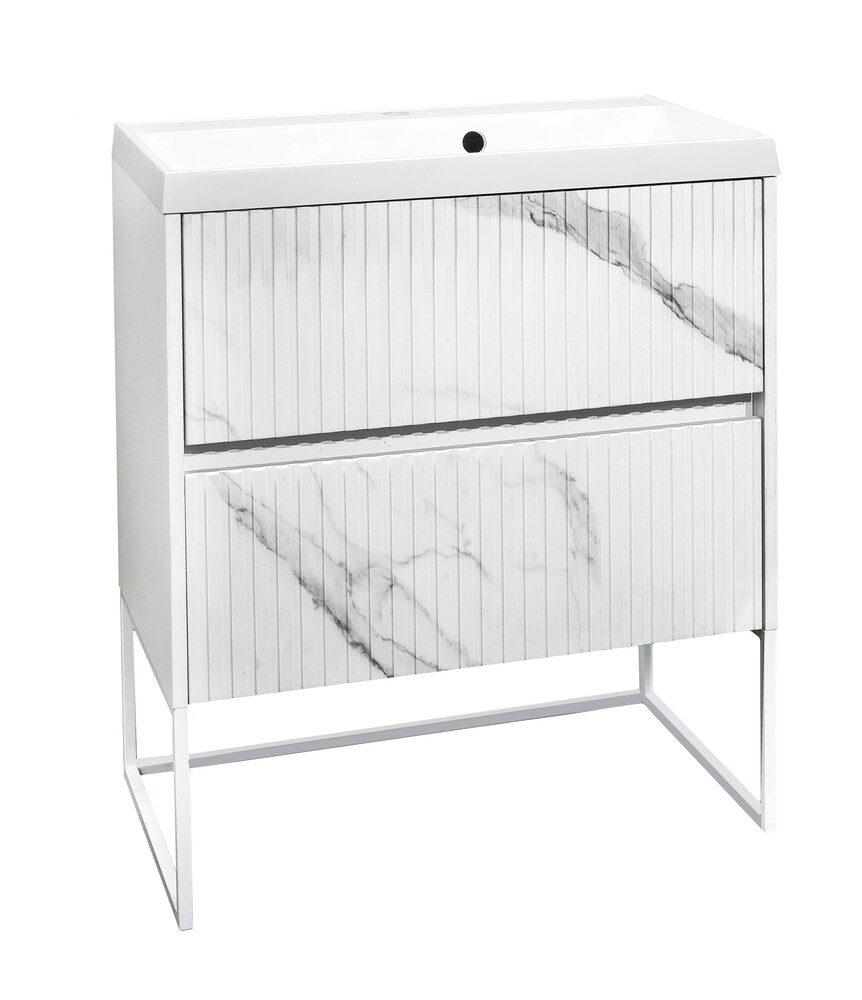 Подстолье SANTREK HOME "АДЕЛАИДА Лофт-60" 2 ящика бел.мрамор/белый под ум. "Paola Alba 600" 595х810х445