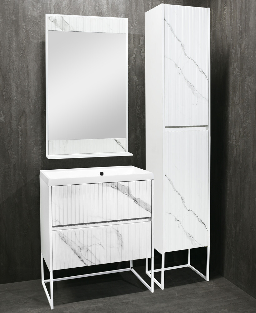 Подстолье SANTREK HOME "АДЕЛАИДА Лофт-60" 2 ящика бел.мрамор/белый под ум. "Paola Alba 600" 595х810х445