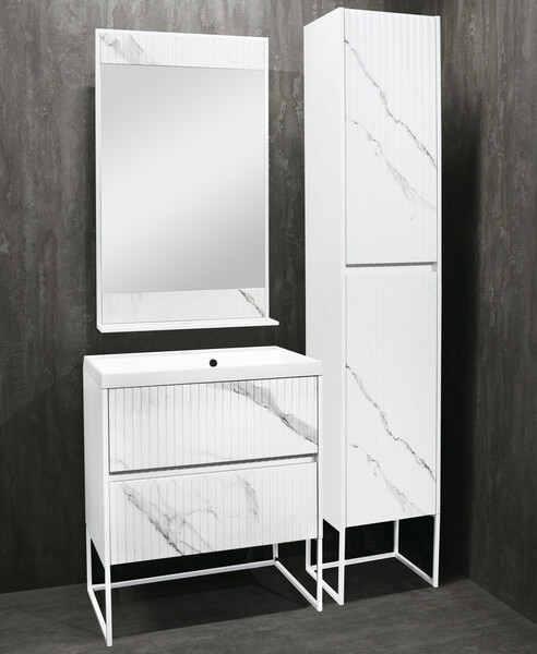 Подстолье SANTREK HOME "АДЕЛАИДА Лофт-60" 2 ящика бел.мрамор/белый под ум. "Paola Alba 600" 595х810х445