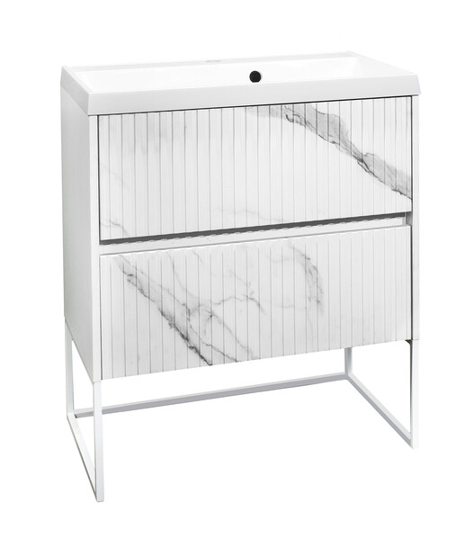 Подстолье SANTREK HOME "АДЕЛАИДА Лофт-70" 2 ящика бел.мрамор/белый под ум. "Paola Alba 700" 695х810х445