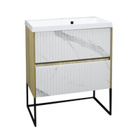 Подстолье SANTREK HOME "АДЕЛАИДА Лофт-70" 2 ящика бел.мрамор/св.дерево под ум. "Paola Alba 700" 695х810х445