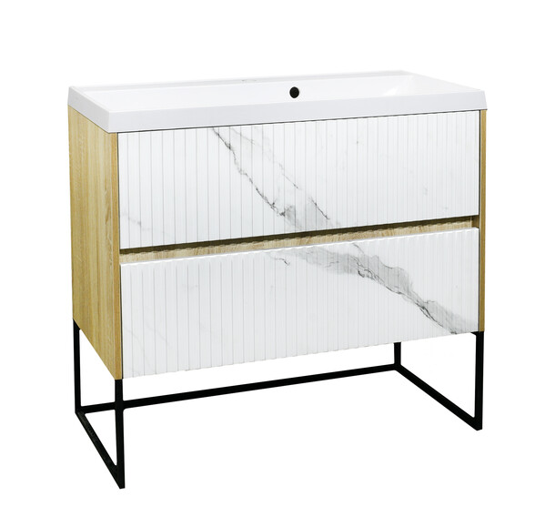 Подстолье SANTREK HOME "АДЕЛАИДА Лофт-80" 2 ящика 795х810х445 бел.мрамор/св.дерево под ум. "Paola Alba 800"