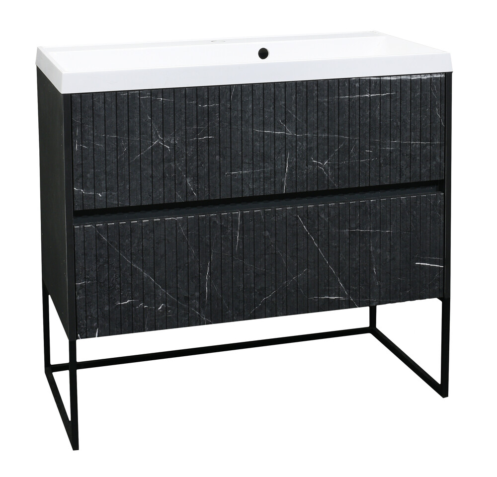 Подстолье SANTREK HOME "АДЕЛАИДА Лофт-80" 2 ящика 795х810х445 темн.мрамор/антрацит под ум. "Paola Alba 800"