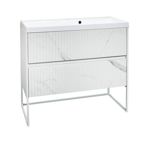 Подстолье SANTREK HOME "АДЕЛАИДА Лофт-80" 2 ящика бел.мрамор/белый под ум. "Paola Alba 800" 795х810х445