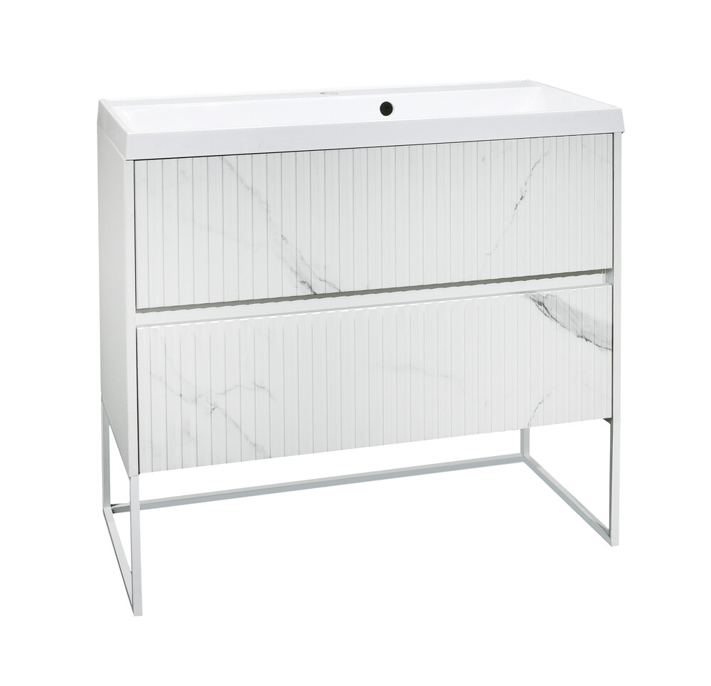 Подстолье SANTREK HOME "АДЕЛАИДА Лофт-90" 2 ящика бел.мрамор/белый под ум. "Paola Alba 900" 895х810х445