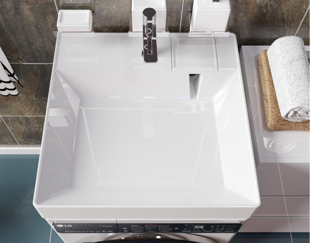 Умывальник "Cometa 55" (литьевой мрамор, 600х550) подвесной/над стиральной машиной