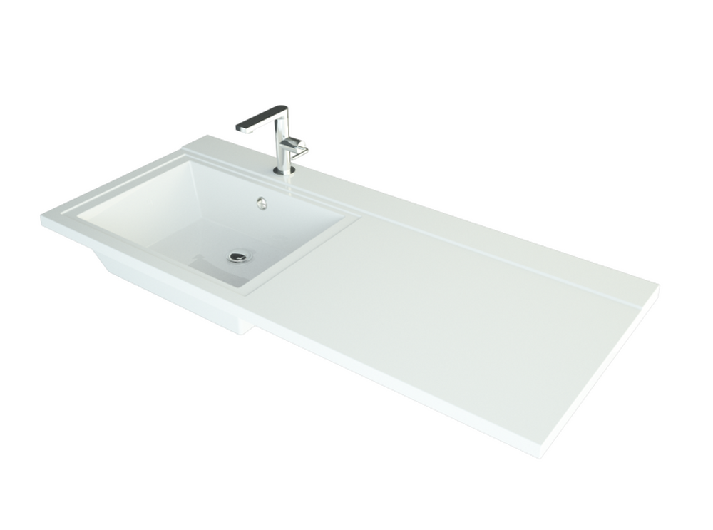 Умывальник "Cosmos 1100*480 LH" (литьевой мрамор, 1100х480) с комплектом кронштейнов левый встраиваемый