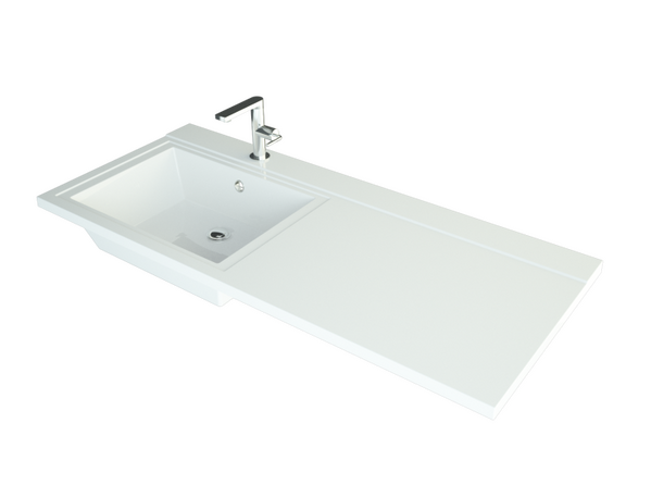 Умывальник "Cosmos 1100*480 LH" (литьевой мрамор, 1100х480) с комплектом кронштейнов левый встраиваемый