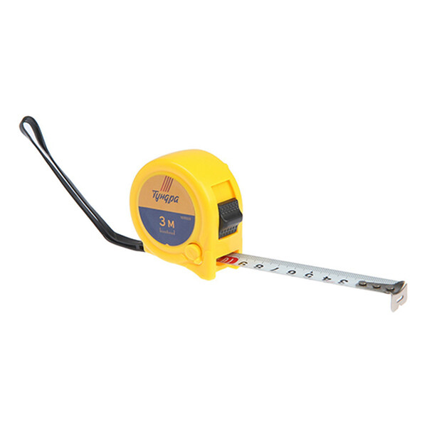 Рулетка ТУНДРА, пластиковый корпус, 2 фиксатора, 3 м х 16 мм 1935509