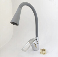 Смеситель Кухня Lemen D40 боковой (LB 91477 Н8) хром, серый гибкий излив с лейкой-аэратором,гайка,цинк