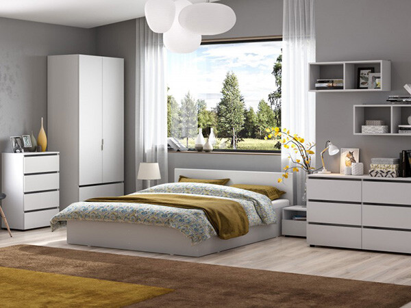 МС "Токио" Кровать двойная универсальная (1,6х2,0) Белый текстурный / Белый текстурный (2 места) БЕЗ ОСНОВАНИЯ