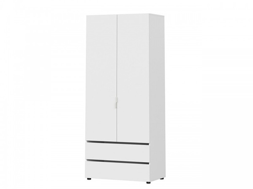 МС "Токио" Шкаф двухстворчатый с двумя ящиками Белый текстурный (2 места)