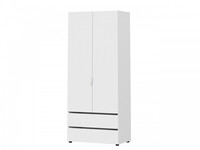 МС "Токио" Шкаф двухстворчатый с двумя ящиками Белый текстурный (2 места)