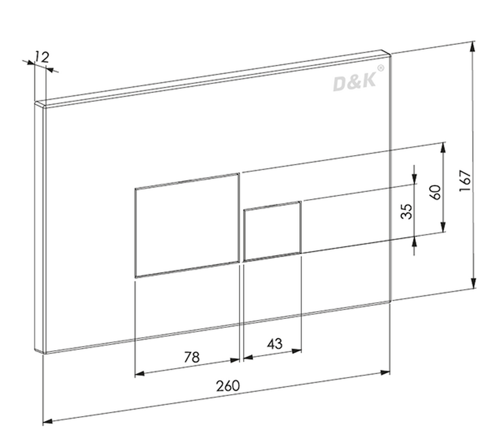 Клавиша смыва D&K Quadro DB1519001, хром