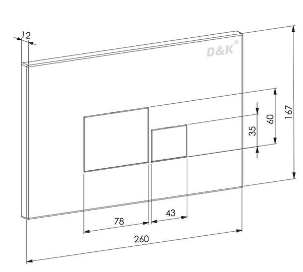 Клавиша смыва D&K Quadro DB1519016, белый