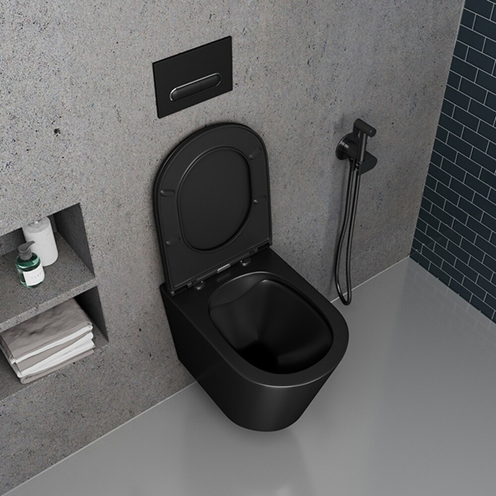 Унитаз подвесной безободковый D&K Venice DT1026025, 515*355*365мм, сиденье микролифт, ЧЕРНЫЙ