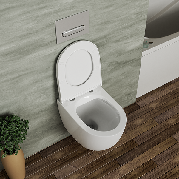 Унитаз подвесной безободковый D&K Matrix DT1396016, 490*370*360мм, сиденье микролифт, белый