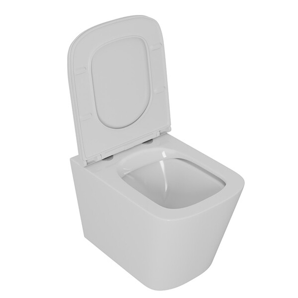 Унитаз подвесной безободковый D&K Quadro DT1516016, 530*360*365мм, сиденье микролифт, белый