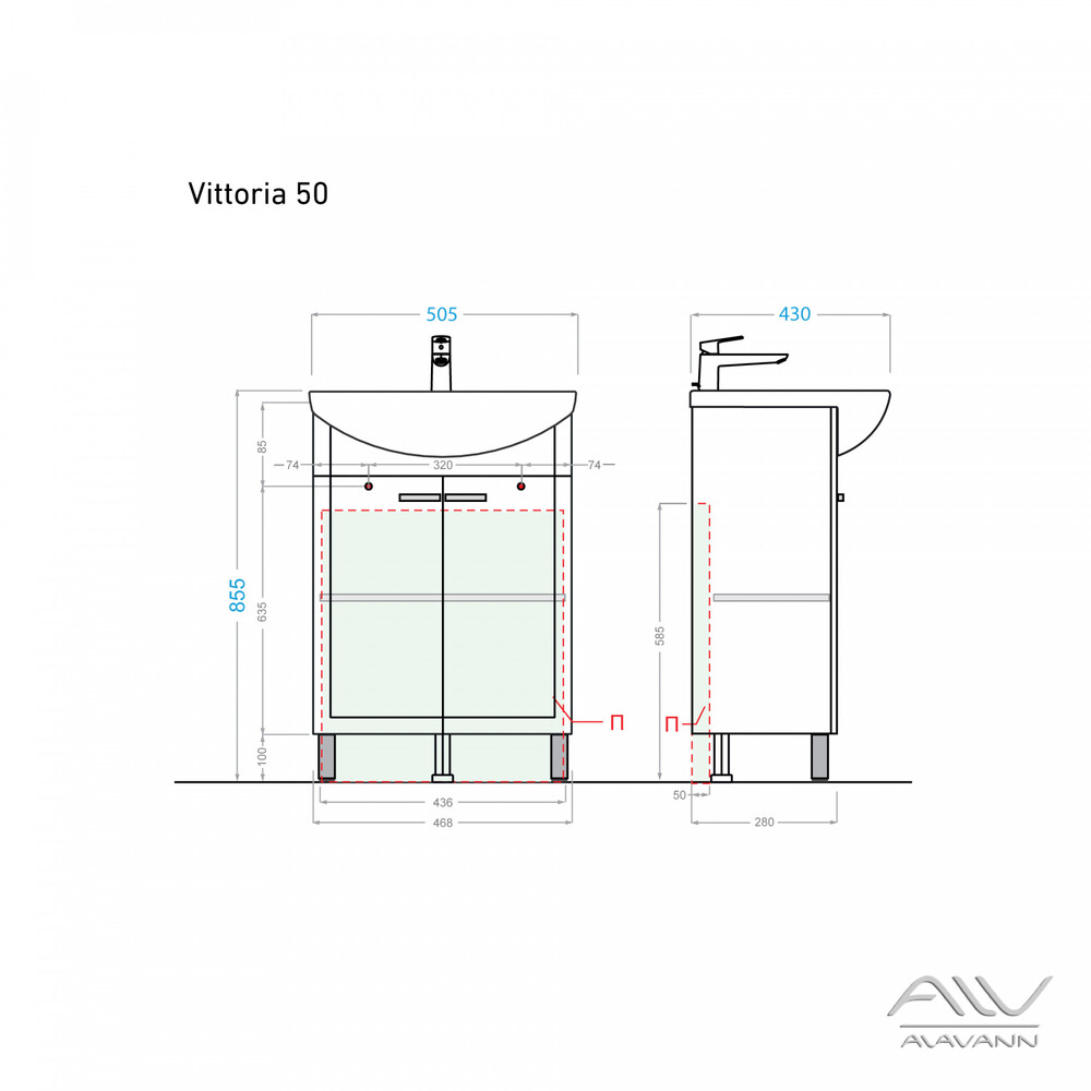 Тумба "VITTORIA - 50" под рак. Уют-50 белый Alavann
