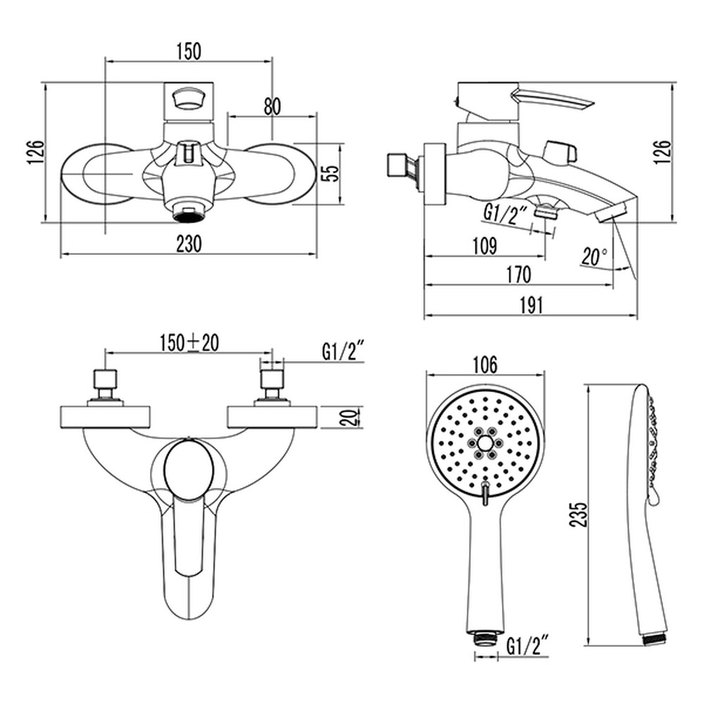 LM3254C Atlantiss Смеситель для ванны с коротким изливом, хром LEMARK