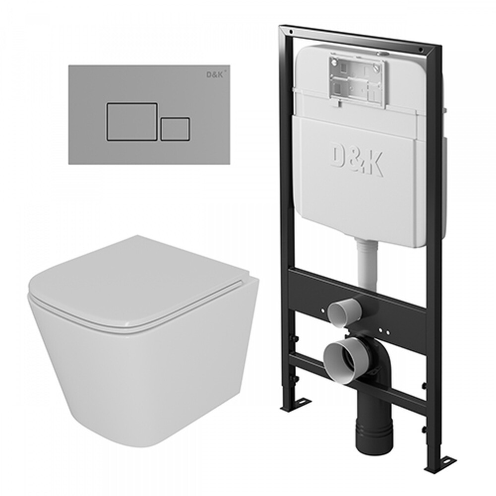  DS1431606 Комплект D&K Berlin  Унитаз DT1436016 бел. +Клавиша смыва DB1519001, хром +Инсталляция DI8055119