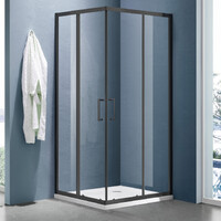 Душевое ограждение SANTREK AQUA Lea-CR-1000-C-Matt Black 1000*1000*1850  Г-обр. стекло Прозр 5мм, профиль Чёрный 