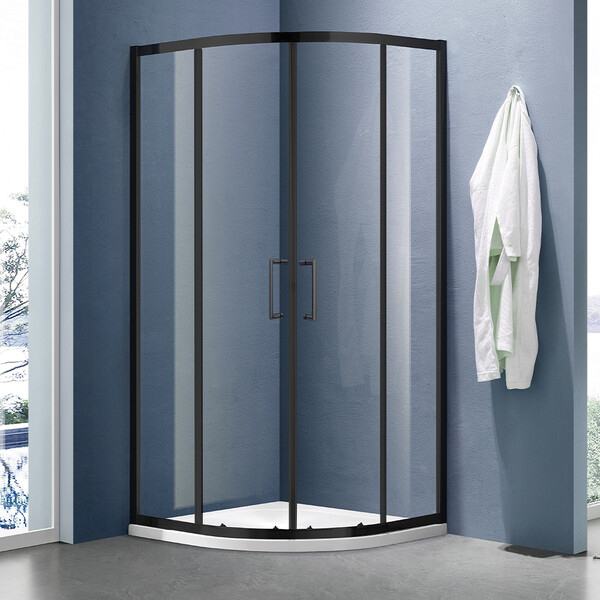 Душевое ограждение SANTREK AQUA Lea-R-1000-C-Matt Black 1000*1000*1850 Радиус стекло Прозр 5мм, профиль Чёрный