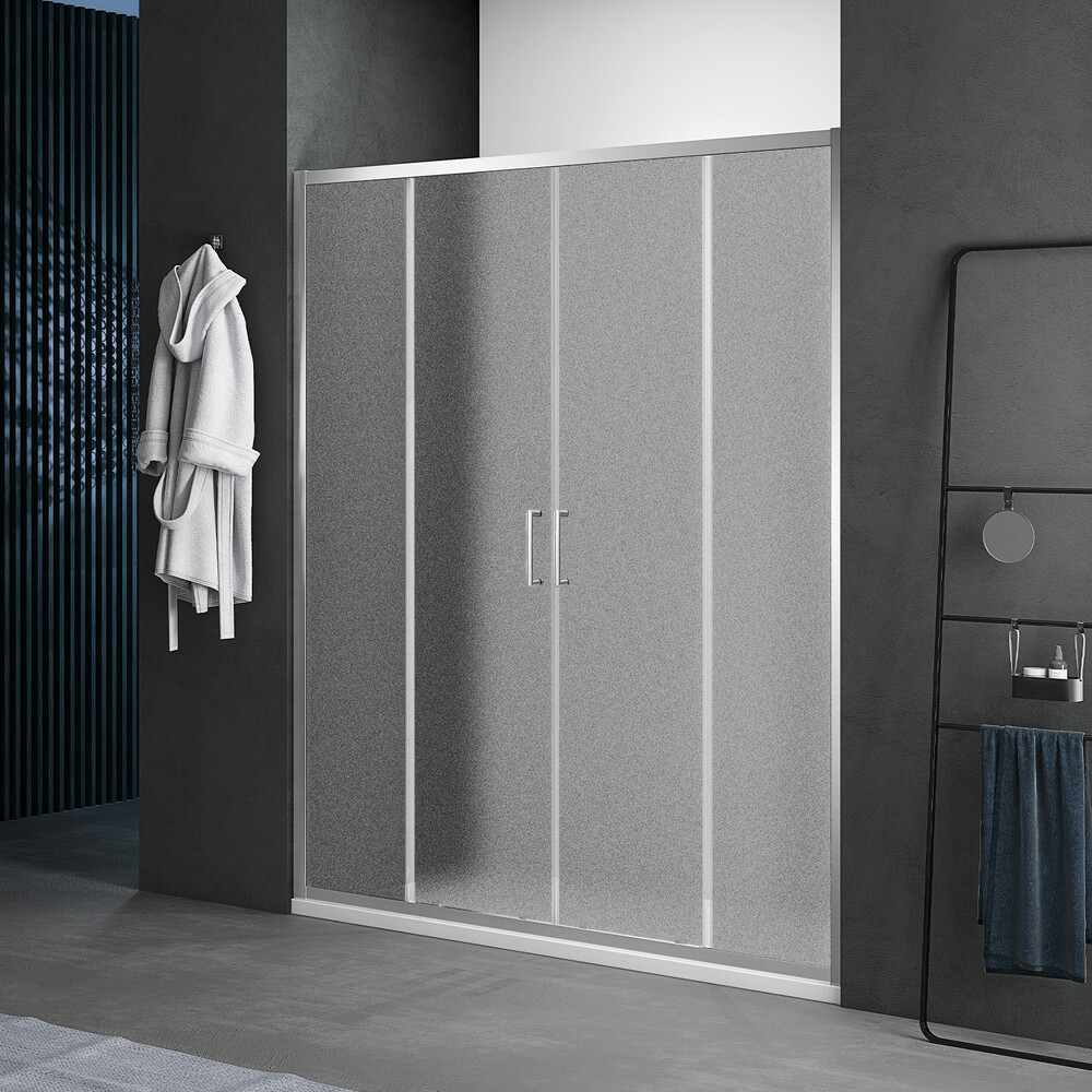 Душевое ограждение SANTREK AQUA Lea- DF-1600-G-Chrome 1600*1850 Прямое  стекло Грейп 5мм, профиль Хром