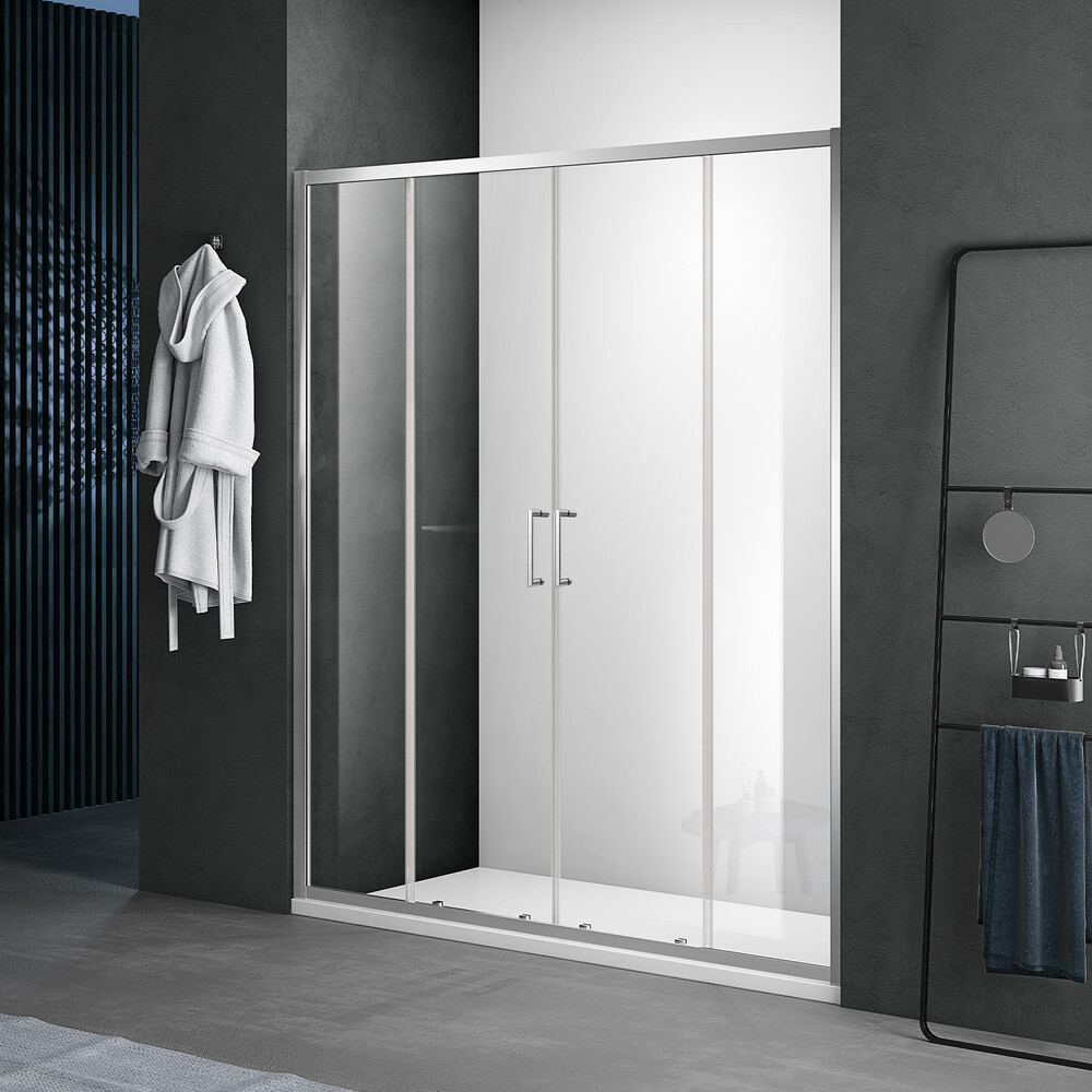 Душевое ограждение SANTREK AQUA Lea- DF-1700-C-Chrome 1700*1850 Прямое  стекло Прозр 5мм, профиль Хром 