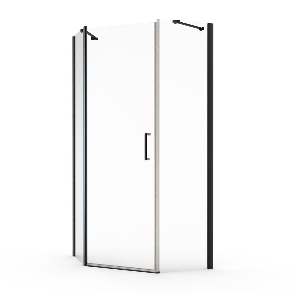 Душевое ограждение SANTREK AQUA Luna- PNT-1000-C- Matt Black 1000*1000*1850 стекло Прозр. 5мм, профиль Чёрный