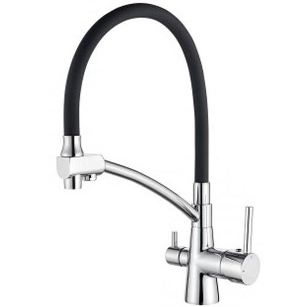 4855-2 Смеситель Кухня LEDEME d-35 с выходом для питьевой воды (черный/хром)