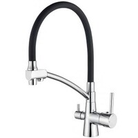 4855-2 Смеситель Кухня LEDEME d-35 с выходом для питьевой воды (черный/хром)