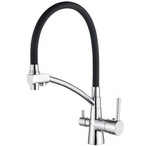 4855-2 Смеситель Кухня LEDEME d-35 с выходом для питьевой воды (черный/хром)