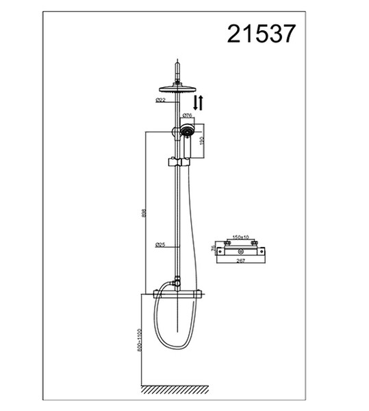 DA2153701B07  Душевая система термостатическая D&K ХРОМ