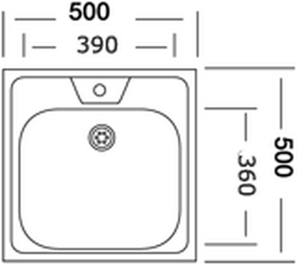 Мойка нерж 500х500х160 т.0,6 (без сифона 1 1/2) РОССИЯ