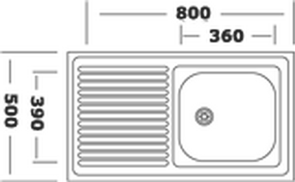 Мойка нерж 500х800х160 т.0,6 правая (без сифона 1 1/2) РОССИЯ