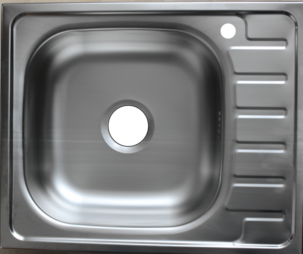 Мойка нерж врезная 48х58х16 т.0,6 левая (+бол. сифон) РОССИЯ