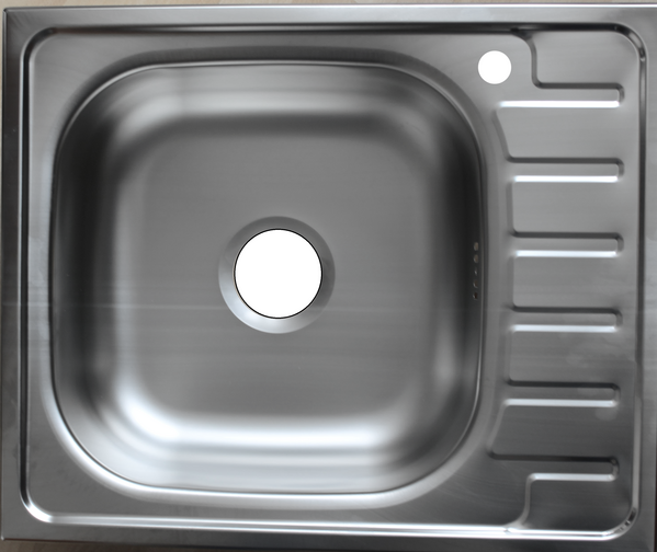 Мойка нерж врезная 48х58х16 т.0,6 левая (+бол. сифон) РОССИЯ