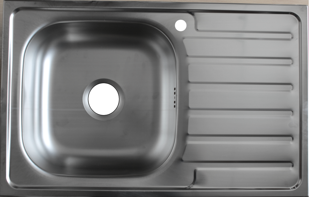 Мойка нерж врезная 48х76х16 т.0,6 левая (+бол. сифон) РОССИЯ