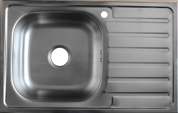 Мойка нерж врезная 48х76х16 т.0,6 левая (+бол. сифон) РОССИЯ