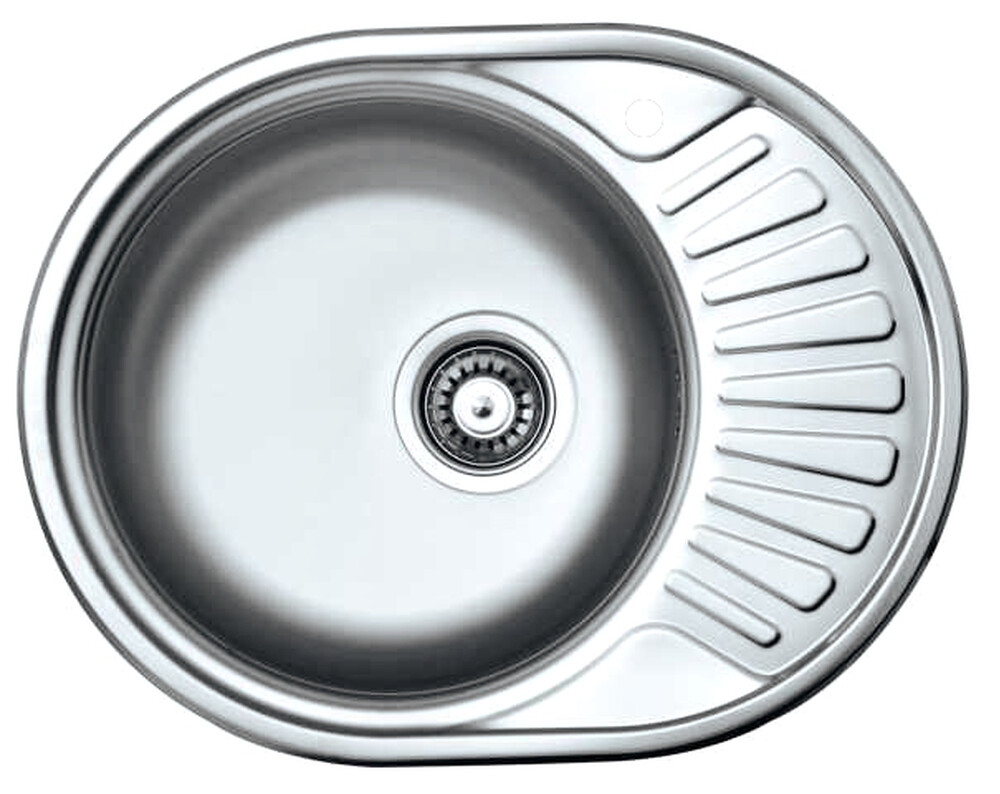Мойка нерж врезная 45х57х16 т.0,6 левая (+бол. сифон) РОССИЯ