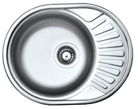 Мойка нерж врезная 45х57х16 т.0,6 левая (+бол. сифон) РОССИЯ